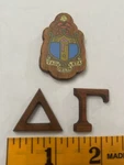Delta Gamma Walnut Wood Letters (1") And Mini Crest (1.5") Combo. Fixed Price $9.95.