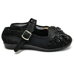 Girls Floral Beads Beaded Mary Jane Embellished Black Flat Shoes Size 4. Fixed Price $20.00.