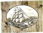 Tri Chem 8320 Sailing Ship Seascape Ocean Wave Barnwood Picture Liquidembroidery. Fixed Price $19.50.