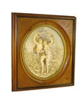 Porcelain Plaque 11" X 13" Antique European German Dancing Figurine Walnut. Fixed Price $2200.00.