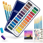 Bianyo Watercolor Paint Set With 24 Colors &10 Brushes Gift Case. Fixed Price $14.99.