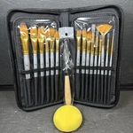 17 Piece Benicci Artist Paint Brush Set - Includes Palette Knife, Sponge. Fixed Price $24.99.