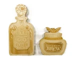 Darice Halloween Decor - Unfinished Wood Potion Jar Bottles 2PC Set. Fixed Price $17.99.