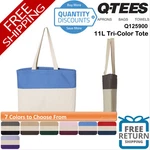 Q-tees 11L Tri-color Tote Bag 100% Heavy Cotton Canvas Webbed Handles Q125900. Fixed Price $12.69.