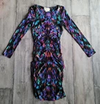 Nicole Miller Artelier Ruched Bodycon Dress Tiered Stretch Paint Petite. Fixed Price $59.99.