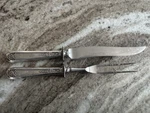 Alvin ALS17 Sterling Silver Handles Stainless Blade Meat Knife Fork Carving Set. Fixed Price $145.00.