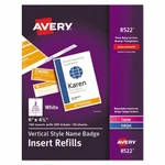 Avery Name Badge Insert Refills, Vertical, 1/4X6, White, 100/PACK. Fixed Price $21.24.