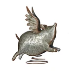 Contemporary Home Living 11" Silver Unique Animalistic Flying Pig Tall Table .... Fixed Price $56.99.