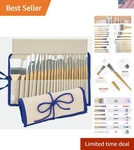 Complete 24-PIECE Nylon Paint Brush Set With Wooden Handles For Creative Passion. Fixed Price $23.99.