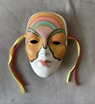 Ceramic Mask Rainbow Butterfly Wings Bisque Hand Painted With Ribbons 6". Fixed Price $14.96.