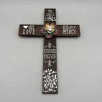 Cross Rustic Wooden W/metal Flowers Artistic Piece 16 X 11. Fixed Price $20.00.