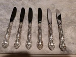 Set 6 Modern Butter Knives Spreaders Sterling Handle French Scroll Alvin 1/4"L. Fixed Price $139.99.