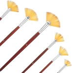 6PCS Artist Fan Paint Brushes Set Nylon Hair Long Wood Handle For Acrylic & Oil. Fixed Price $9.72.