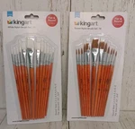 Kingart Nylon Set White And Brown Round Flat Brushes 2PACKS Of 12 Each. Fixed Price $24.99.