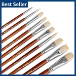 Professional Hog Bristle Filbert Oil Paint Brushes Set, 10PCS Long Wooden Handle. Fixed Price $25.99.