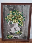 Cameo Pitcher Yellow Daisies Suede Canvas Painting Tri-chem By Numbers 2. Fixed Price $44.00.