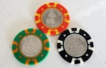 Vintage Royal Kings Club Poker Chip Set Of 3. Fixed Price $40.00.