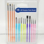 15 Pc Brushes All Purpose Art Oil Watercolor Acrylic Painting C010. Fixed Price $8.93.