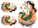 Vintage Image Shabby Retro Swimming Beach Mermaid Waterslide Decals MIS562. Fixed Price $13.99.