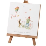Wooden Easel Decor Sign Stay Young At Heart Dog Child Kite & Butterflies New. Fixed Price $6.95.
