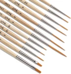 12 Pcs Detail Paint Brushes, Golden Synthetic Hair, High Performance Oil, Ac. Fixed Price $13.40.