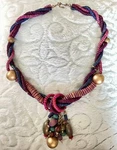 Stacked Twisted Multicolor Wooden Beads Discs Artistic Drop Hook Necklace 22. Fixed Price $19.97.