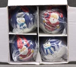 Set Of 4 Paper Mache 3" Ball Bauble Ornaments Santa And Snowman. Fixed Price $19.99.