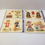 4 Assorted Meyercord Water Slide Decals 6.5" X 8" Children Dogs Baby Bird. Fixed Price $14.98.