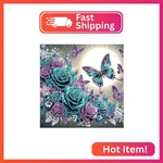 Tontut Diamond Art Painting Kit, Blue And Purple Roses, Butterflies 5D Diy Local. Fixed Price $15.94.