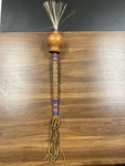 Native American Peyote Gourd Rattle Leather Tassle Beaded Carved Horse Hair Top. Fixed Price $189.95.