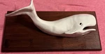 Vintage Beluga Whale On Walnut Wood Wall Plaque, 12 X5 Nautical Decor. Fixed Price $35.00.