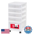 Iris Usa Plastic Storage Organizer Rolling Cart Wheels Casters 5-DRAWERS. Fixed Price $69.73.