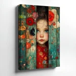 Wall Art Little Girl Portrait Floral Butterfly Rustic Wood Panels Canvas Print. Fixed Price $32.90.