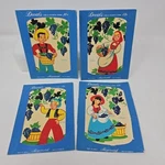 4 Vintage Meyercord 15 Ct Size Decals Of & Female Grape Pickers X123-ABCD. Fixed Price $14.99.