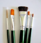 Plaid Paint Brush Set Of 5 Folk Art One STROKE-1 LINER-1 SCRUFFY-3 Flat #2,6,12. Fixed Price $15.99.