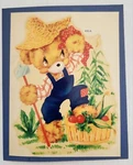 Vintage "meyercord Decal" Of Cute Bear Farmer W/ Basket Veggies *. Fixed Price $15.99.