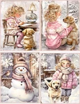 8 Pink Christmas Girl With Dog Shabby Chic Glossy Blank Card Envelopes. Fixed Price $16.95.