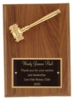 Gold Gavel President Leadership Plaque 6" X 8" Walnut Metal Personalized. Fixed Price $39.00.