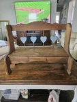 Vtg Wood Heart Bench Riser Primitive Country Pine Doll Teddy Bear Display 23". Fixed Price $25.00.
