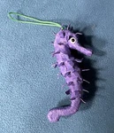 Crepe Paper Mache Purple Seahorse Ornament. Fixed Price $7.99.
