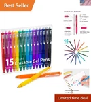 Vibrant 15-PACK Erasable Gel Pens Comfortable Grip Endless Creativity. Fixed Price $23.39.