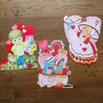 3 Vintage Valentines Day Die Cuts Large Heart Paper Wall Decor Love Birds School. Fixed Price $24.00.