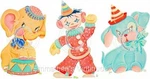 Vintage Image Nursery Circus Animals And Clown Dog Waterslide Decals AN695. Fixed Price $13.99.