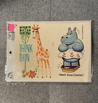 Vintage Meyercord Decal Think Giraffe Watch Those Calories Hippo New 397-D. Fixed Price $5.00.