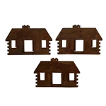 SET/3 Primitive Rusty Tin Dimensional Cabin Cutouts Ornaments 3.25". Fixed Price $15.49.