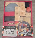 Fao Schwarz Solid Natural Wooden Blocks Create Castle 60 Pieces - New. Fixed Price $79.95.