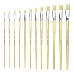 XDT#579 Flat Art Brush Set Hog Bristle X-long Handle Acrylic Oil Watercolor. Fixed Price $10.99.