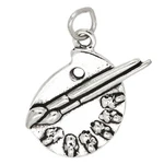 Sterling Silver Artist Paint Palette With Brushes Charm Or Pendant. Fixed Price $34.00.