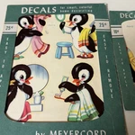 Meyercord 60'S Penguin Bathroom Decals Nos Easy To Apply. Fixed Price $34.00.