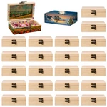 24 Pack Unfinished Wood Box With Hinged Lid, 6 Inch Storage Small Woo.... Fixed Price $75.81.